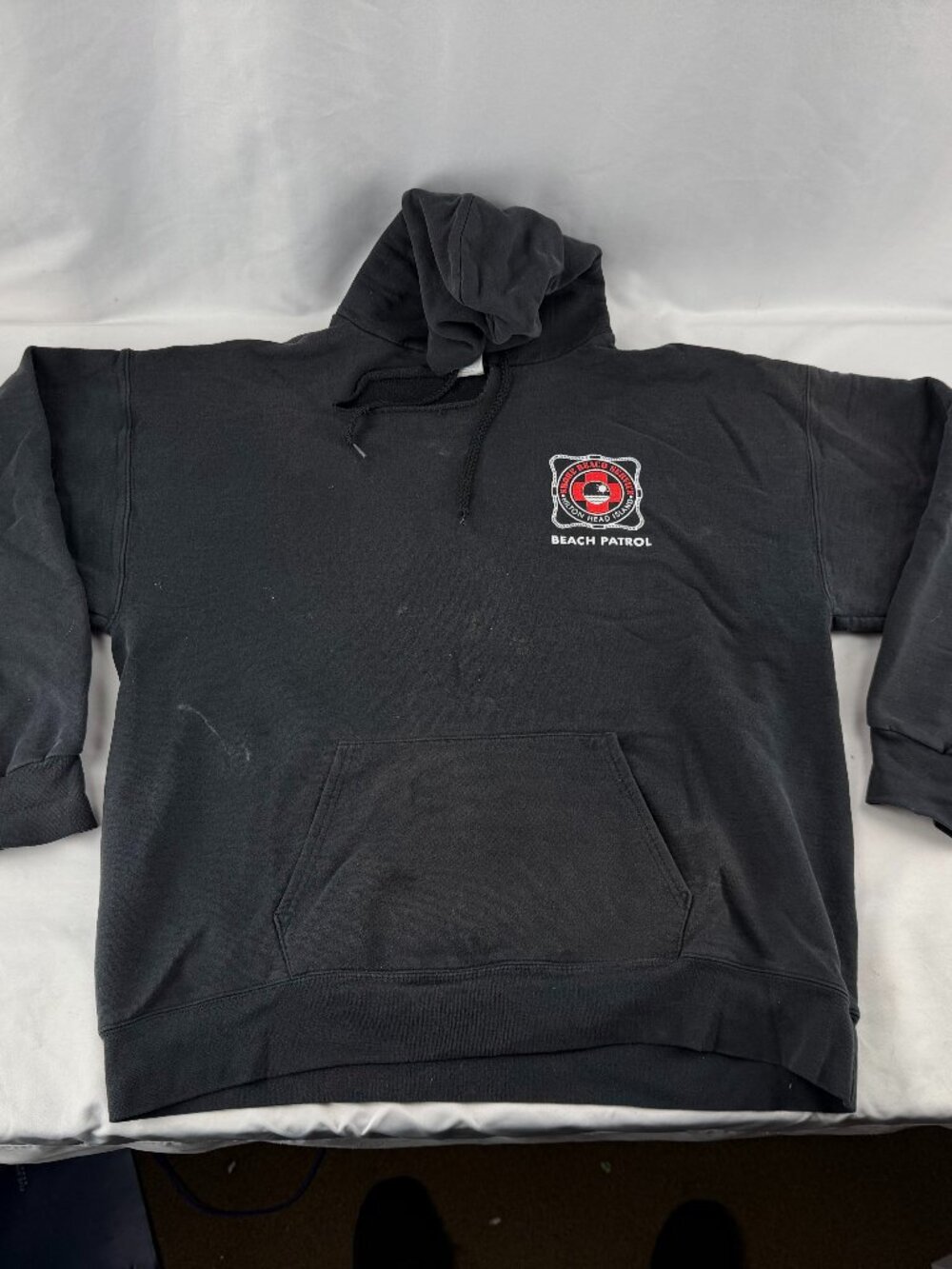 Hanes Ultimate Cotton Hilton Head Beach Patrol Hoodie Sweatshirt L Black